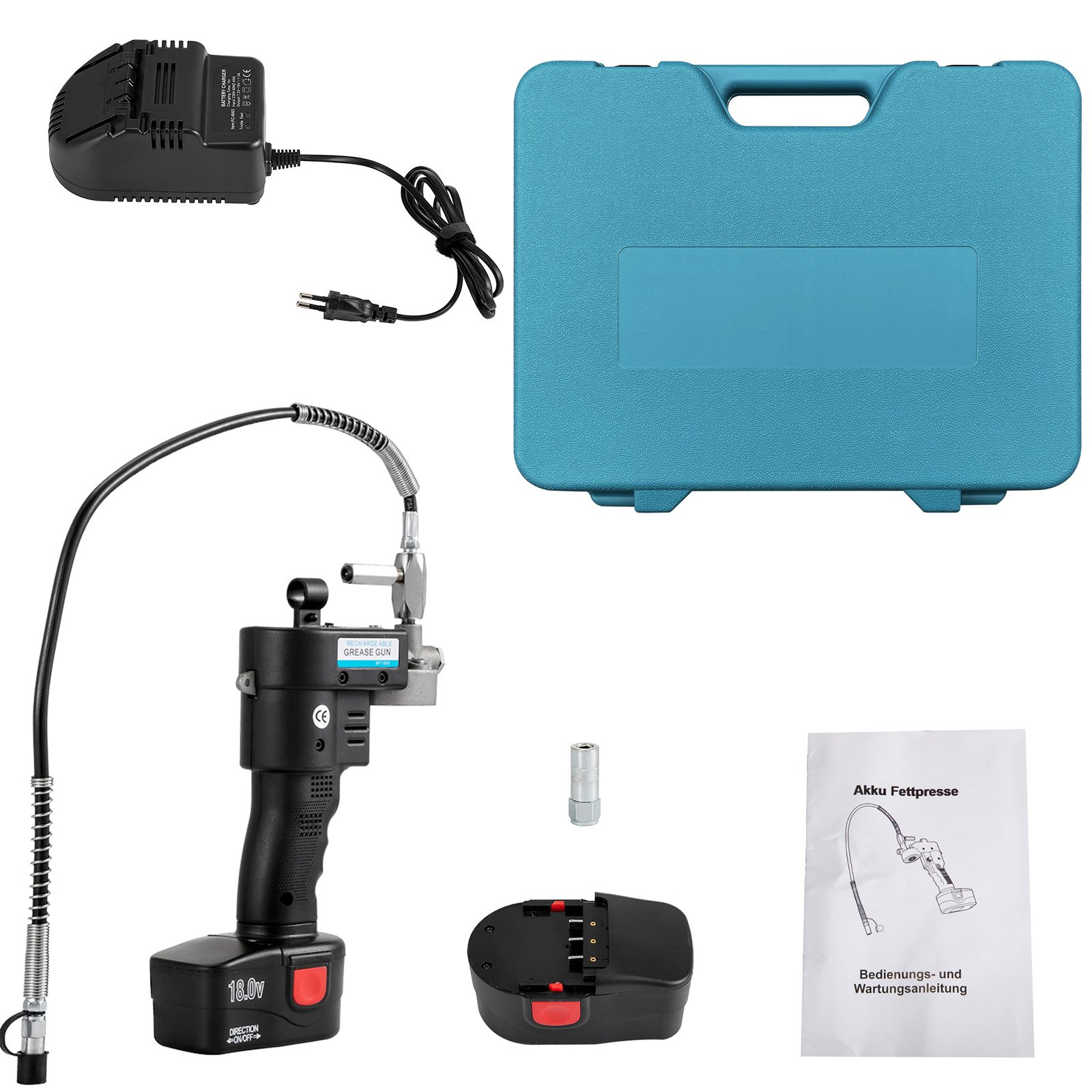 VEVOR Electric Grease Gun grease care18V 500G Battery Grease Gun Cordless Grease Gun or Bulk Fill 8000Psi 1 Hour Fast only for de