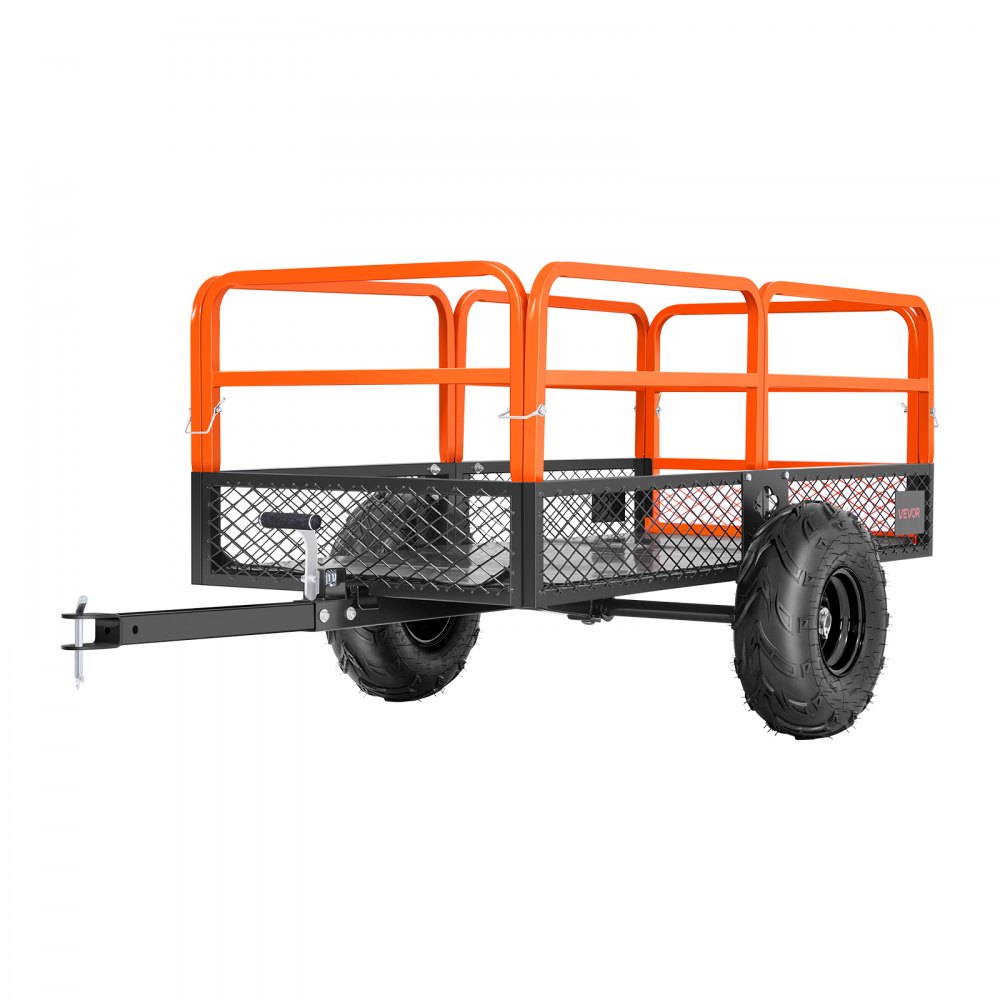 VEVOR Garden Utility Trailer, 22 Cu. Ft. & 1600lbs, ATV UTV Trailer, Tow Behind Steel Dump Trailers, Removable Rear Panel, Heavy Duty Pull Behind Yard Trailers for Lawn Mower Tractor Garden Waste