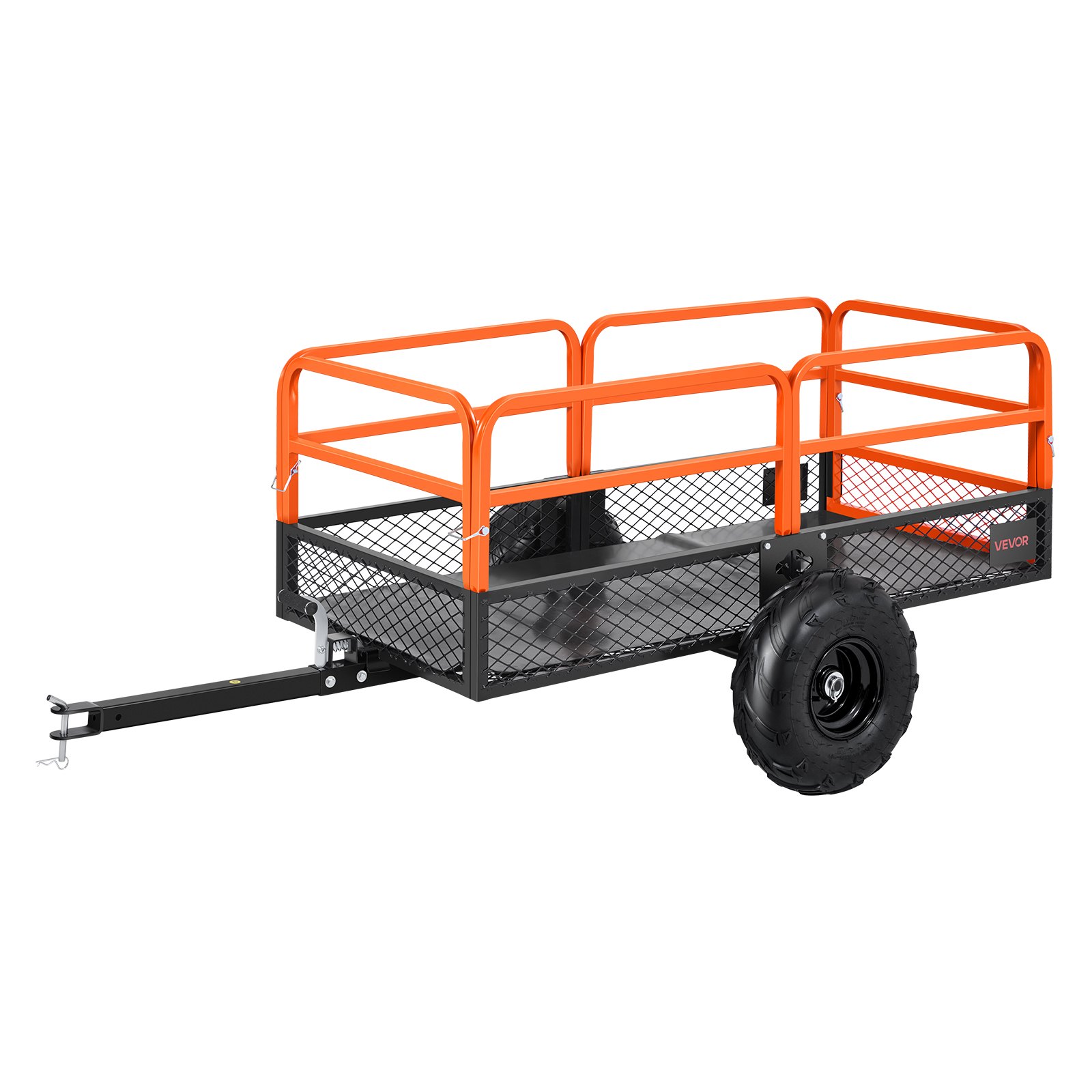 VEVOR Garden Utility Trailer, 22 Cu. Ft. & 1600lbs, ATV UTV Trailer, Tow Behind Steel Dump Trailers, Removable Rear Panel, Heavy Duty Pull Behind Yard Trailers for Lawn Mower Tractor Garden Waste