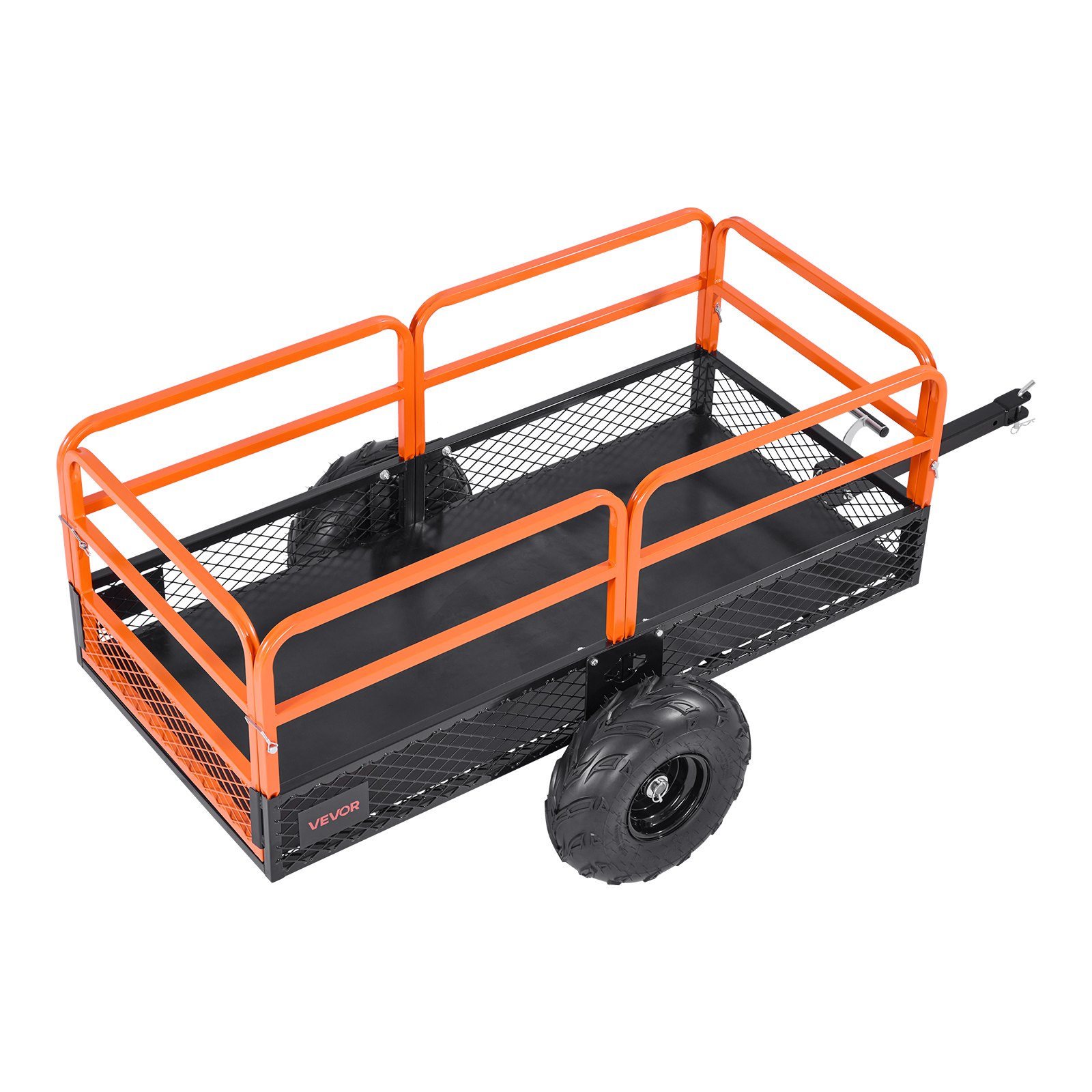 VEVOR Garden Utility Trailer, 22 Cu. Ft. & 1600lbs, ATV UTV Trailer, Tow Behind Steel Dump Trailers, Removable Rear Panel, Heavy Duty Pull Behind Yard Trailers for Lawn Mower Tractor Garden Waste