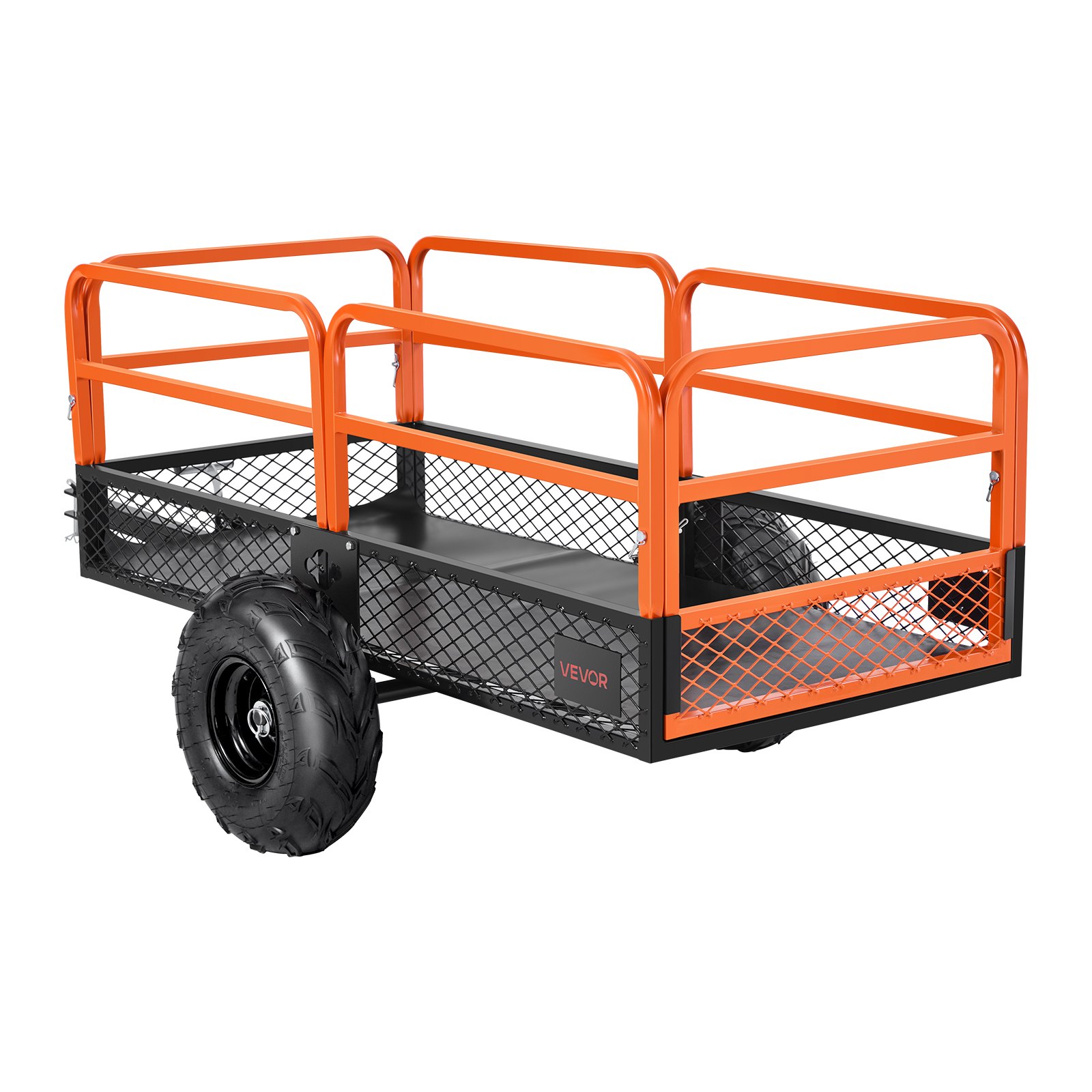 VEVOR Garden Utility Trailer, 22 Cu. Ft. & 1600lbs, ATV UTV Trailer, Tow Behind Steel Dump Trailers, Removable Rear Panel, Heavy Duty Pull Behind Yard Trailers for Lawn Mower Tractor Garden Waste