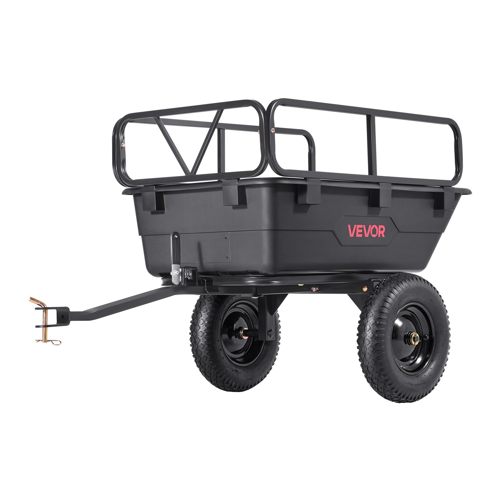 VEVOR Dump Trailer, 500 lbs ATV UTV Transport Trailer, Pull-Along Kiepwagen met 16-inch banden, Handtrek of voetpedaal, Zware tuintrailer voor grasmaaier, tractor, tuinafval