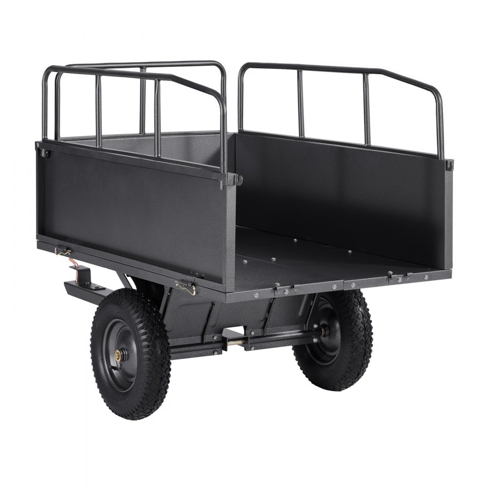 VEVOR Dump Trailer, 272 kg capaciteit, ATV UTV Transport Trailer, Pull-Along Kipper met 40,64 cm banden, Handtrek of voetpedaal, Yard Trailer voor grasmaaiers en tractoren