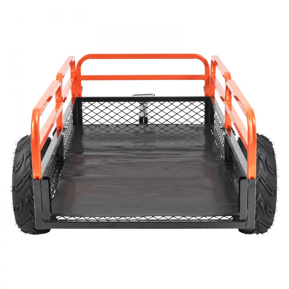 VEVOR Heavy-Duty zitmaaier kiepwagen met 680 kg laadvermogen, trekhaak met kantelbare laadbak, aanhanger met opvouwbare zijwanden, oranje ATV UTV kiepwagen