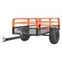 VEVOR zware zitmaaier kipwagen met 680 kg laadvermogen, trekhaak met kantelbare laadruimte, aanhanger met opklapbare zijwanden, oranje ATV UTV kipwagen aanhanger