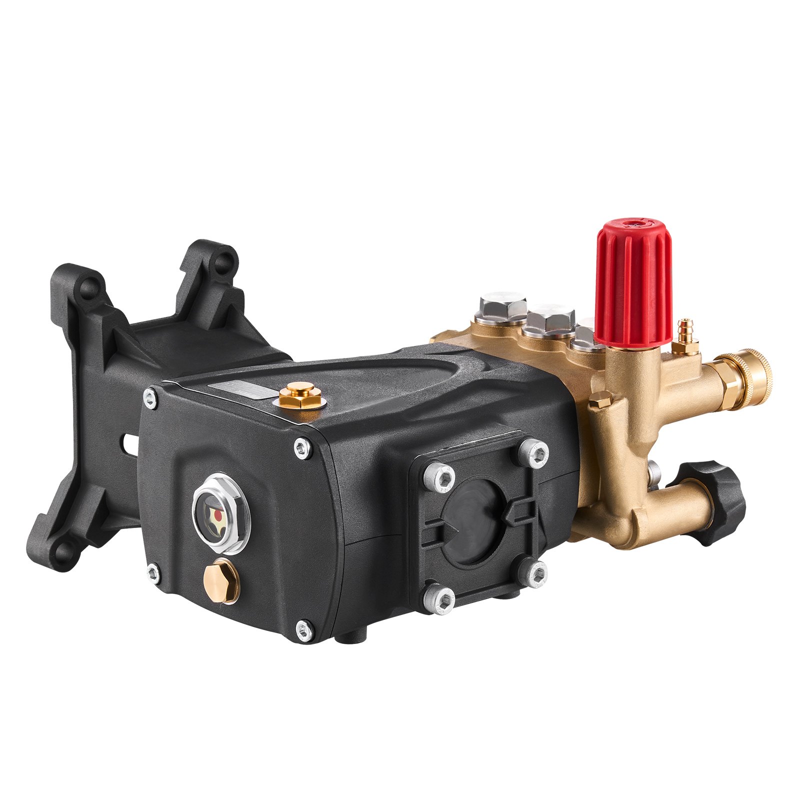 VEVOR Hogedrukreinigerpomp, 1-inch schacht, horizontale drievoudige plunjer, 4000 PSI, 4,0 GPM, vervangende hogedrukreinigerpompset met 5 sproeiers, reservepomp voor maximaal 500 uur continu gebruik, vervangende pomp