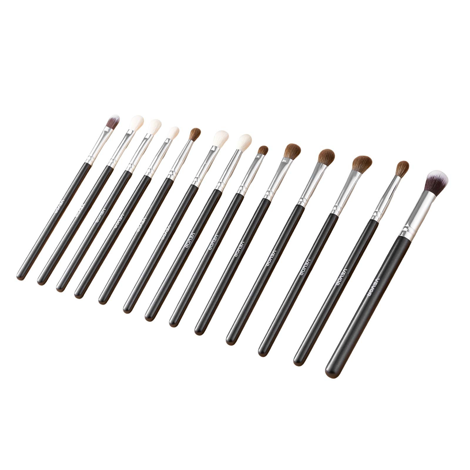 VEVOR Make-upkwastenset, 34 stuks, Professionele make-upkwastenset voor foundation, oogschaduw, concealer, blush, met zachte haren, ergonomische houten handgreep, opbergkoffer voor op reis