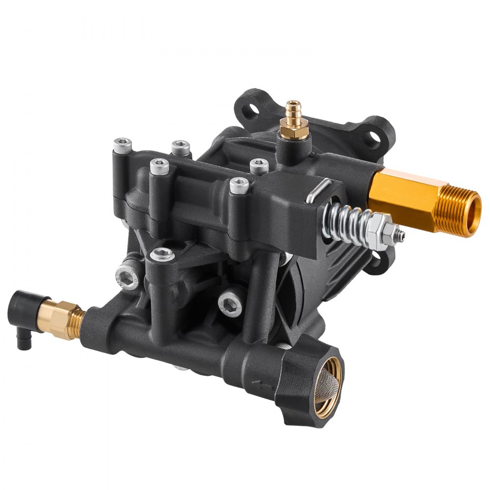 VEVOR hogedrukreinigerpomp, 3/4-inch as horizontaal, 3500 PSI, 2,5 GPM, vervangende hogedrukreinigerpompset met 5 sproeiers, hardware en sifonbuis, tot 150 uur, vervangende hogedrukreinigerpomp