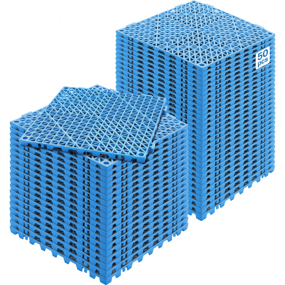 VEVOR in elkaar grijpende tegels 50 stuks vloertegels drainage vloertegels vloertegels 30 x 30 cm vierkante vloertegels voor buiten patio pvc vloertegels badkamer zwembad toilet blauw