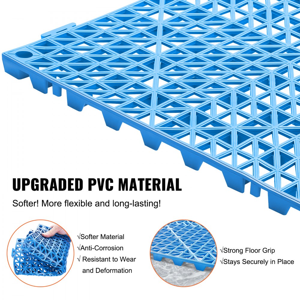 VEVOR in elkaar grijpende tegels 50 stuks vloertegels drainage vloertegels vloertegels 30 x 30 cm vierkante vloertegels voor buiten patio pvc vloertegels badkamer zwembad toilet blauw