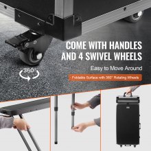 VEVOR Professionele aluminium make-upkoffer Cosmetische koffer Werkbank met steunpoten Rollende make-upkoffer Extra grote trolley Make-up reisorganisator met 360 ° roterende wielen Zwart