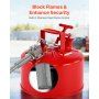 VEVOR Safety Gas Can, 2.5 Gallon Type II Red Safety Can for Gasoline with Stainless Steel Flame Arrester, Self-Closing Lid & Flexible Metal Spout, Carbon Steel Flammable Storage with Ergonomic Handle
