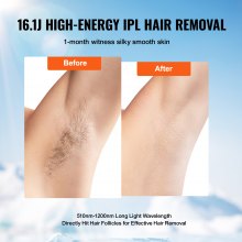 VEVOR IPL laser hair removal device 16J hair remover epilator 510-1200nm wavelength range 4.0m² light-emitting area 5-level intensity adjustment 400,000 light pulses hair removal
