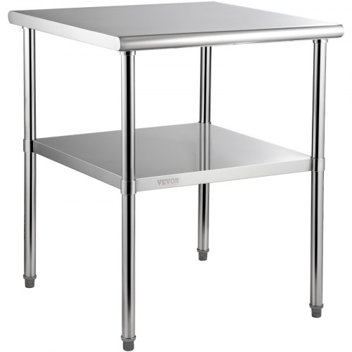 Royal Catering Roestvrijstalen Werktafel Stalen Professionele Werkbank voor in de Keuken 90x60cm Max 250kg Draagkracht met 2 Niveaus RCAT-90/60-N