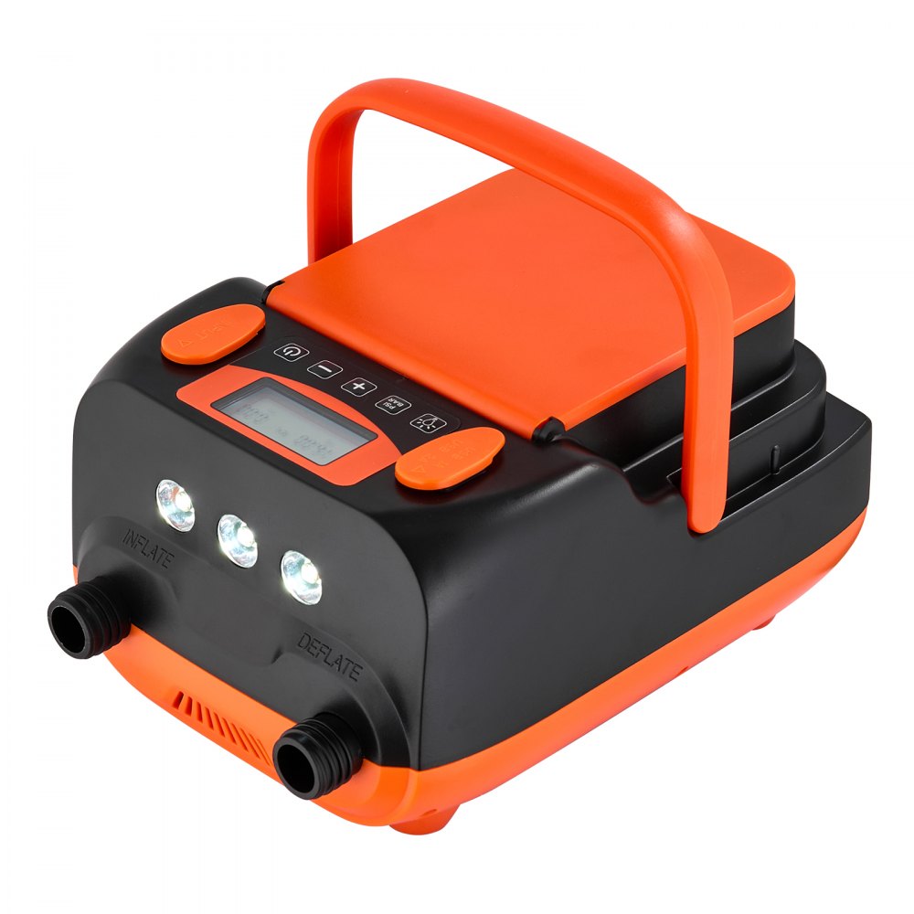 VEVOR 20PSI Paddle Board Pump, Rechargeable Battery-Powered, Dual Stage Inflation & Deflation SUP Air Pump with Auto-Off, 12V DC Car Connector & LED Light , Ideal for Inflatable Boats, Tent & Mattress