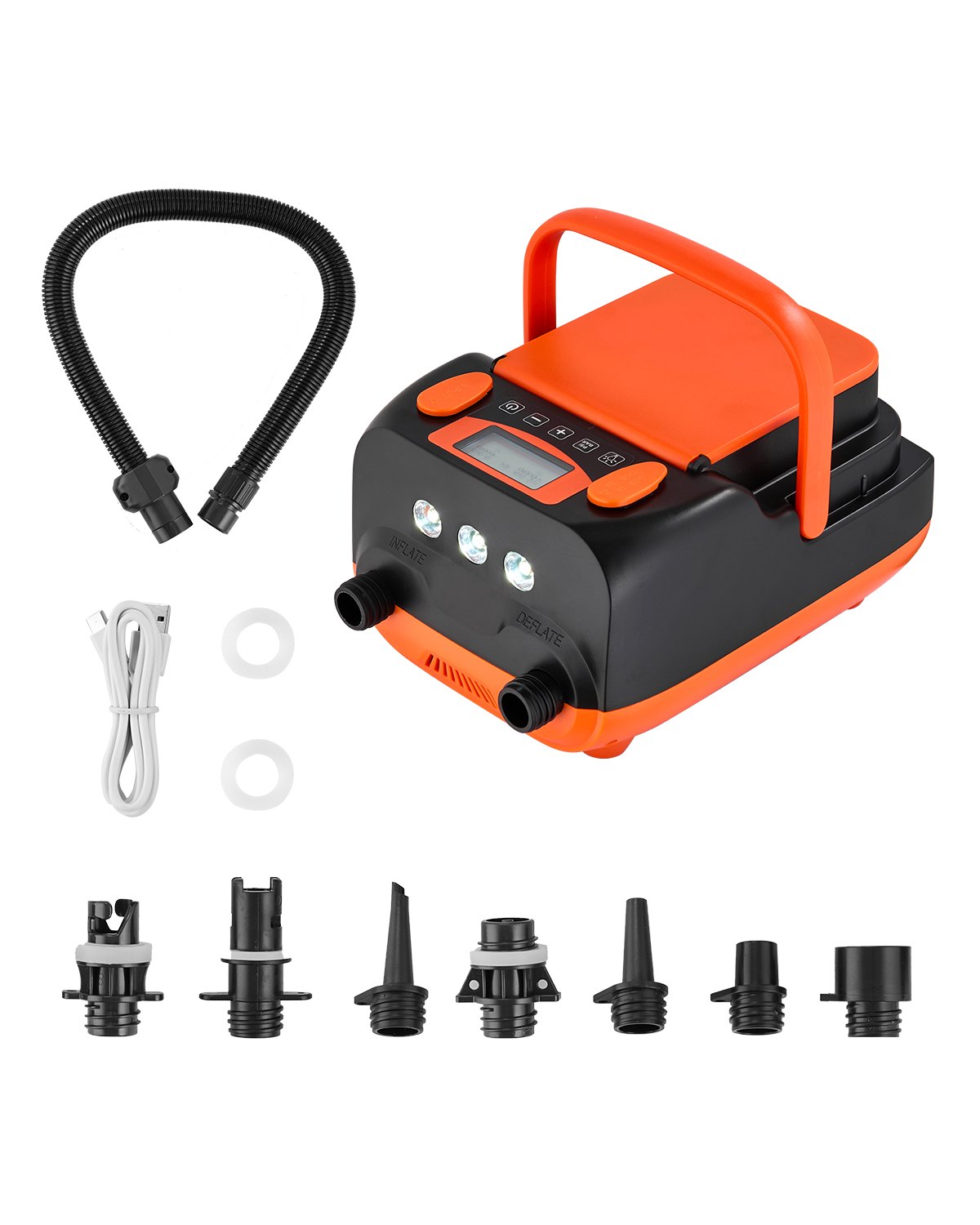 VEVOR 20PSI Paddle Board Pump, Rechargeable Battery-Powered, Dual Stage Inflation & Deflation SUP Air Pump with Auto-Off, 12V DC Car Connector & LED Light , Ideal for Inflatable Boats, Tent & Mattress