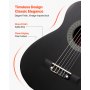 VEVOR Classical Guitar, 30 Inch, Wood Classical Guitar Starter Kit for Beginners, with Nylon Strings, Gig Bag, Strap, Tuner, Extra Strings, Picks, Capo, Basswood, for Kids Girls Boys Students, Black
