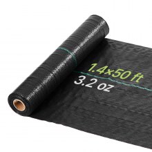 VEVOR onkruidbestrijdingsdoek 0,4 x 15,2 m, tuinvlies 90 g/m², polypropyleen onkruidmat, onkruidbarrière met hoge ventilatie en drainage, wortelbarrière voor kassen, boerderijen en tuinen, zwart