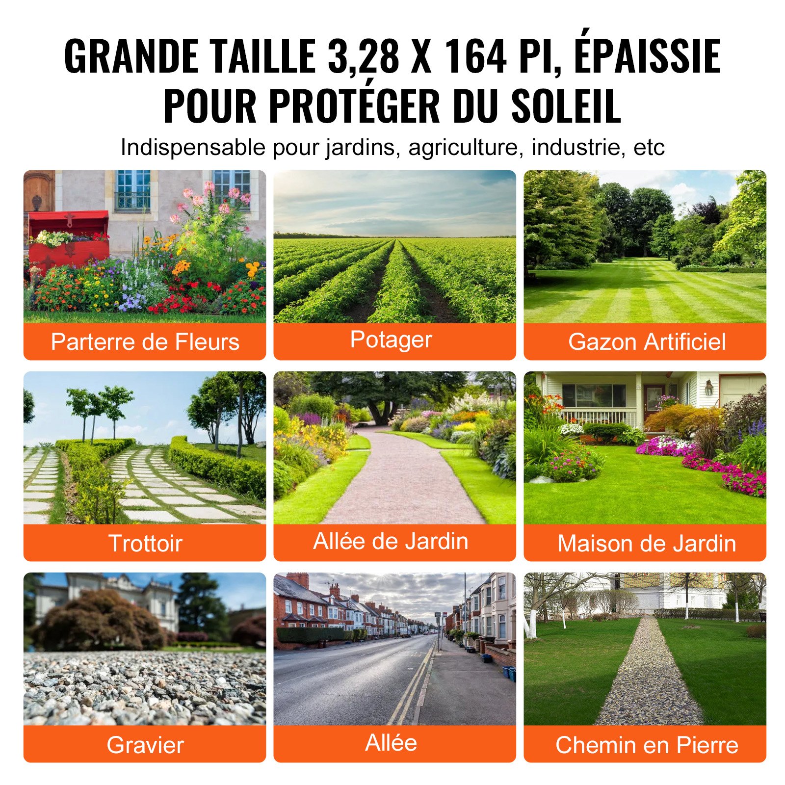 VEVOR Weed Barrier Landscape Fabric, 3.28*164FT Heavy Duty Garden Weed Fabric, Woven PP Weed Control Fabric, Driveway Fabric, Geotextile Fabric for Landscaping, Ground Cover, Weed Blocker Weed Mat, Bl