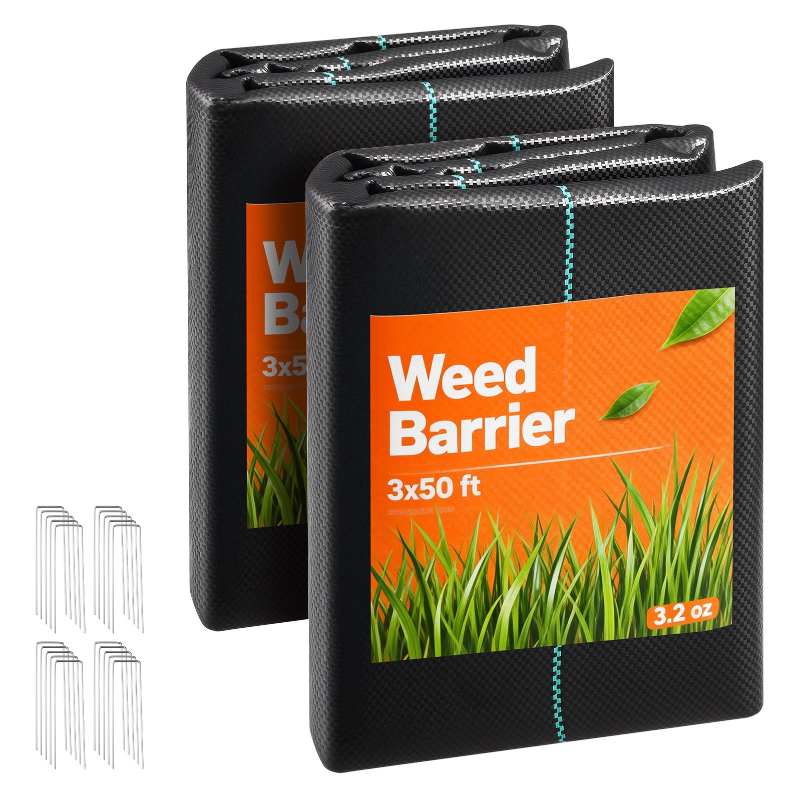 VEVOR 2x Onkruidbestrijdingsdoek 0,9x15,2 m Tuinvlies 90 g/m², Polypropyleen onkruidmat, Onkruidbarrière met hoge ventilatie en drainage, Wortelbarrière voor kassen, boerderijen en tuinen, Zwart