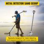 VEVOR Metal Detector Sand Scoop, Stainless Steel Metal Detecting Beach Scoop Scoops, 10 mm Hole Beach Metal Detector Scoop Shovel, with Carbon Fiber Handle Pole, for Metal Detecting Treasure Hunting