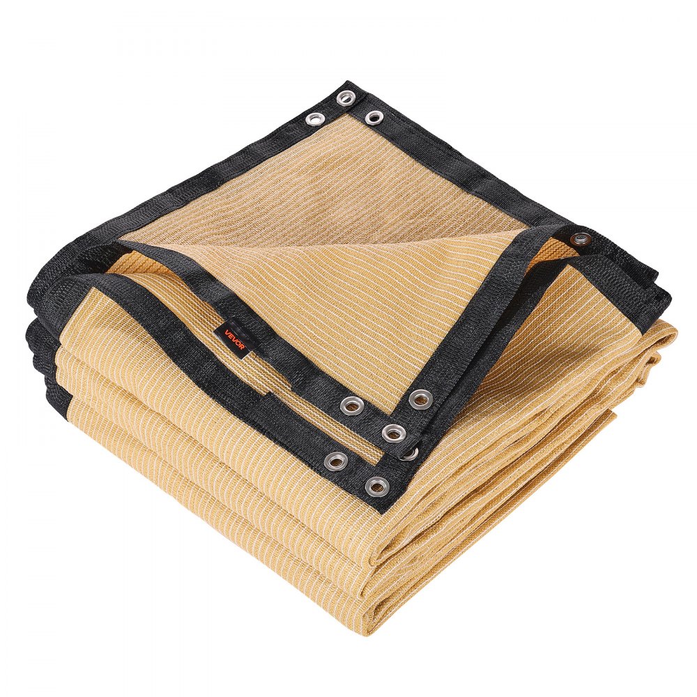 VEVOR 90% zonwerend schaduwdoek (366 x 610 cm) voor pergola met roestvrijstalen ringen, schaduwdoek met 160 g/m² HDPE-materiaal, voor buitenpatio, tuin en achtertuin (beige)