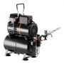 VEVOR Airbrush Kit, 1/6 HP, Air Brush Kit with Air Compressor and Tank, 1 Dual-Action Professional Airbrush with 1 Tip, Hose, Acrylic Paint, 2 Fans, for Cake Decorating, Model Painting, Nail Art