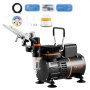 VEVOR Airbrush Kit, Air Compressor with Dual Fan, Professional Airbrush System Set with 3 Airbrushes, Holder, Paint Mixing Wheel, Cleaning Brush Set, Airbrush Kit for Art, Nails, Cookies, Makeup, K