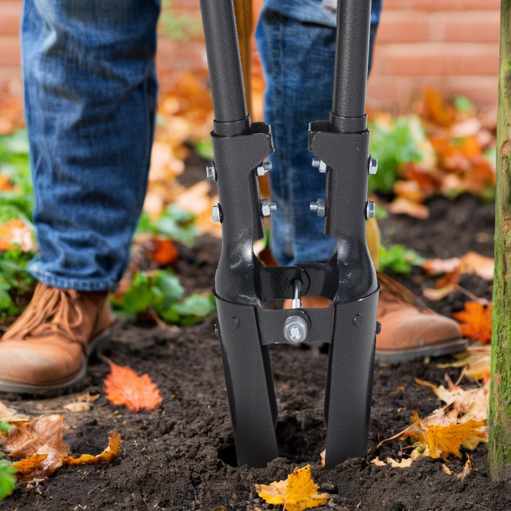 VEVOR Post Hole Digger, Heavy Duty Post Hole Digger with Carbon Steel Handle, Manual Hole Digger with Scale Markings and Metal Blade, Post Hole Digger Tool for Digging Gardening Outdoors, 57.5-Inch