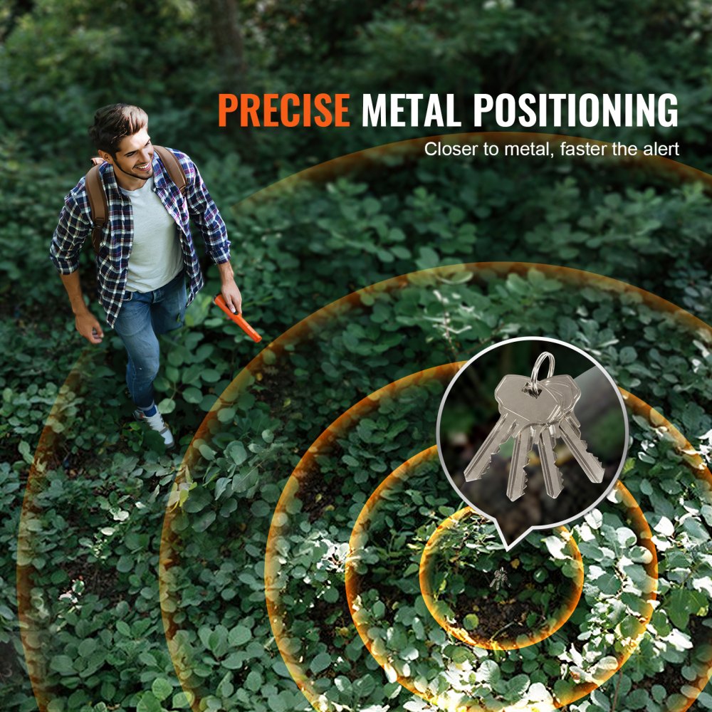VEVOR Metaaldetector Pinpointer IP66 Volledig waterdichte metaaldetector Detectiediepte van 5 cm Propointer Schattenjacht met 3 modi Geluid/Trilling/Geluid + Trilling 9V-batterij en fluwelen zakje inbegrepen