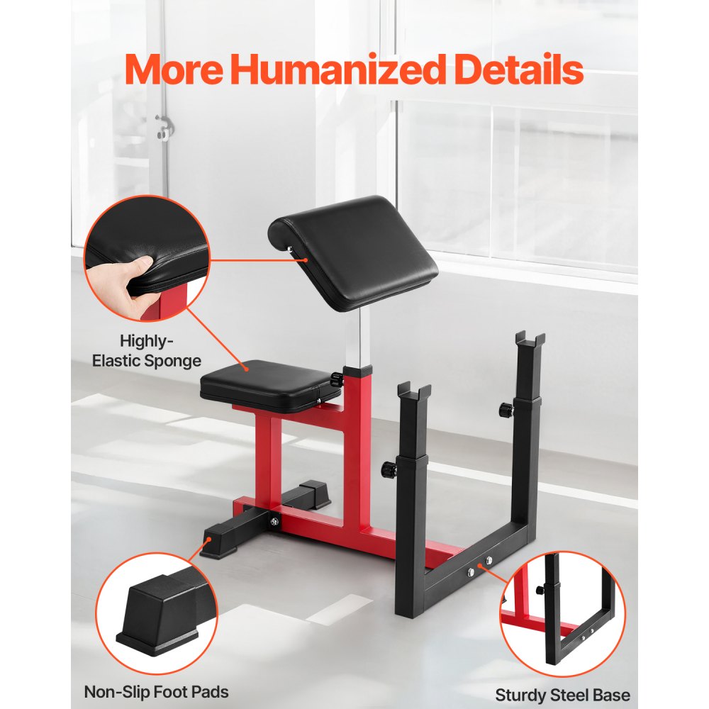 VEVOR Preacher Curl Bench halterbank met beenstrekker, krachttrainingsbanken (max. belasting 200 kg) Home Fitness Bench, fitnessapparatuur, zittend arm geïsoleerd halterstation, trainingsbank