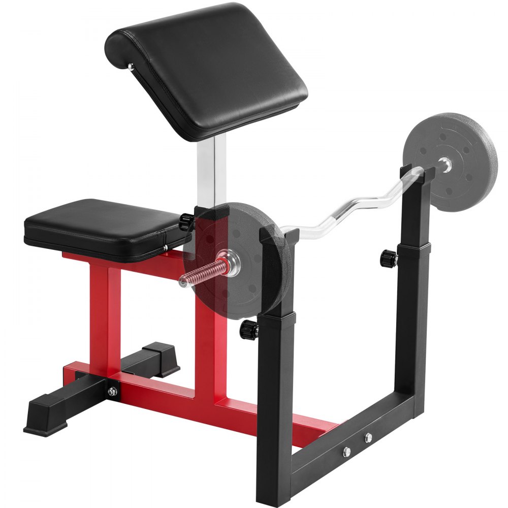 VEVOR Preacher Curl Bench halterbank met beenstrekker, krachttrainingsbanken (max. belasting 200 kg) Home Fitness Bench, fitnessapparatuur, zittend arm geïsoleerd halterstation, trainingsbank