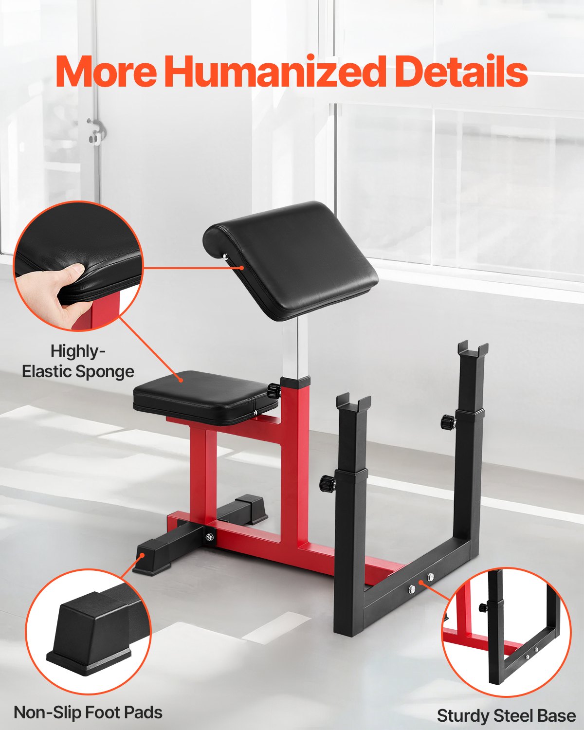VEVOR Preacher Curl Bench halterbank met beenstrekker, krachttrainingsbanken (max. belasting 200 kg) Home Fitness Bench, fitnessapparatuur, zittend arm geïsoleerd halterstation, trainingsbank