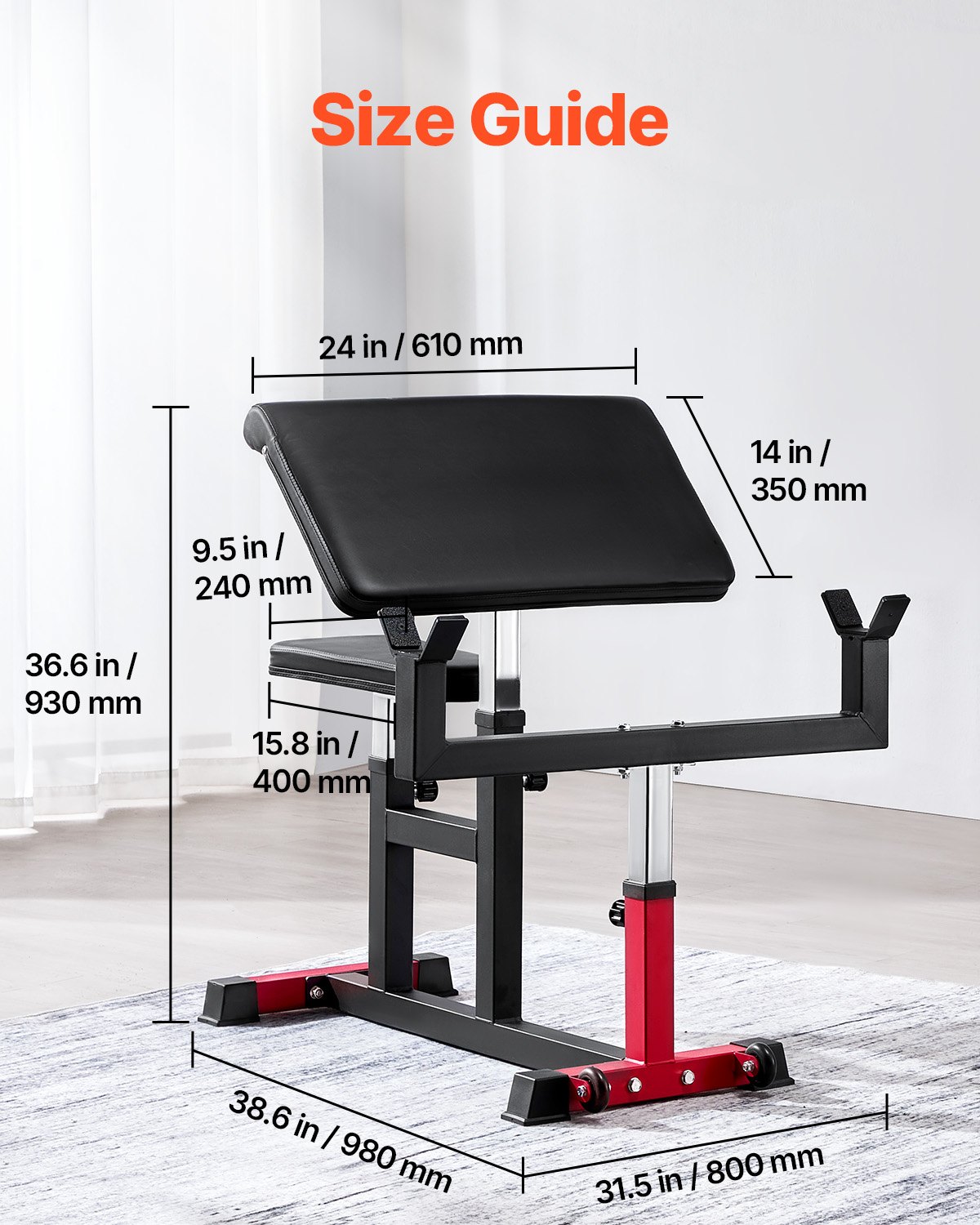 VEVOR Preacher Curl Bench Biceps Machine voor krachttraining, (Max. belasting 200 kg) Fitnessapparatuur voor thuis, Bicepsstation voor halters en dumbbells in zitting, Verstelbare halterbanken