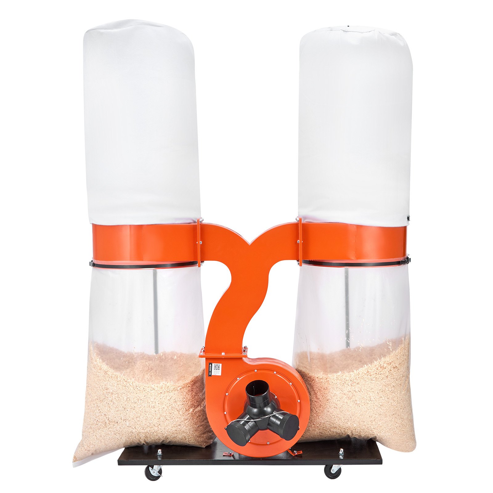 VEVOR stofafzuigsysteem, 2634,47 m³/u, 2,5 micron spaanafzuigsysteem, 3,0 pk zaagselafzuigsysteem met twee stofzakken van 132,5 l en twee filterzakken van 159 l, 2800 tpm, non-woven stof