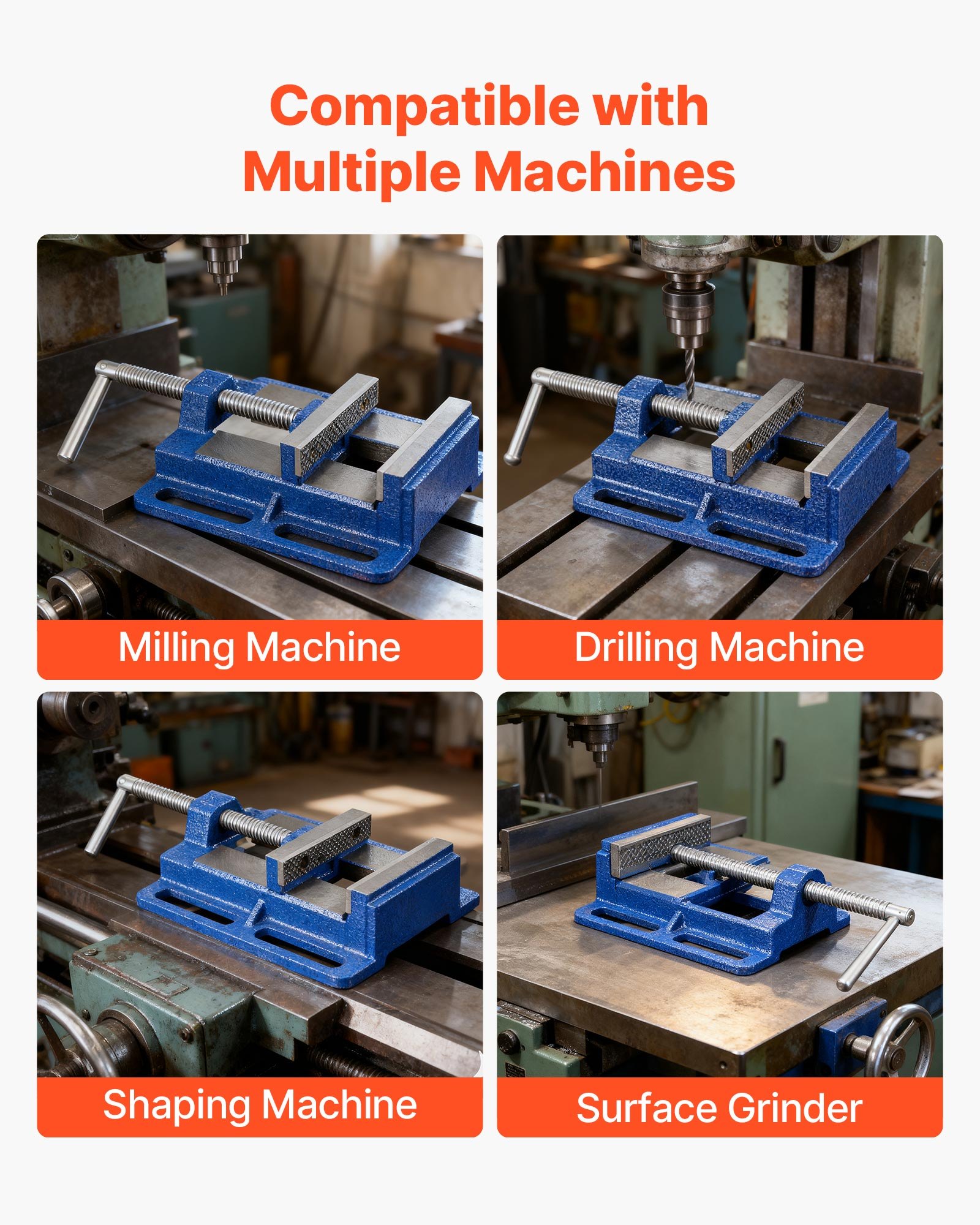 VEVOR Machineklem, 10,16 cm bekbreedte, boorklem, gietijzeren constructie, parallelle bankschroef, voor houtbewerking, metaalbewerking, boren en snijden