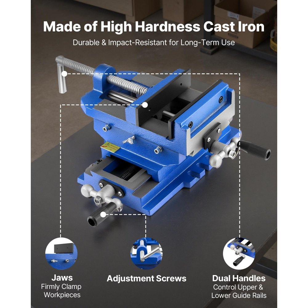 VEVOR Machinebankschroef, bekbreedte 10,16 cm, 2-weg XY-as kruisbankschroef, bekopening 8,89 cm, gietijzer, werkbankklem, voor houtbewerking, boor- en freesmachines