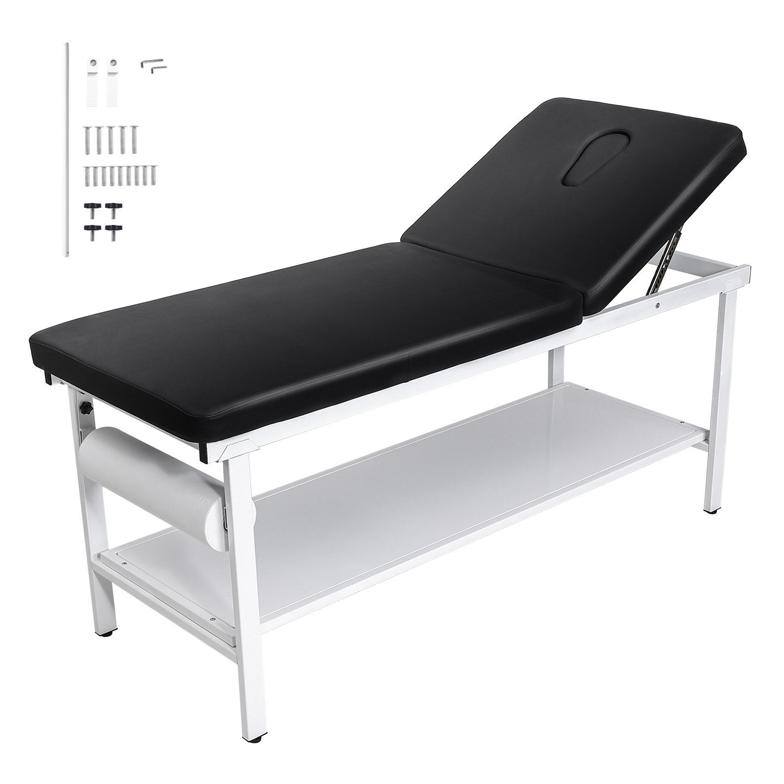 VEVOR onderzoekstafel, 227 kg, verstelbare tafel 1855x705x815 mm, ziekenhuistafel met verstelbare rugleuning (0°–40°) en papierrolhouder, onderzoekstafel voor ziekenhuizen, klinieken en revalidatiecentra.