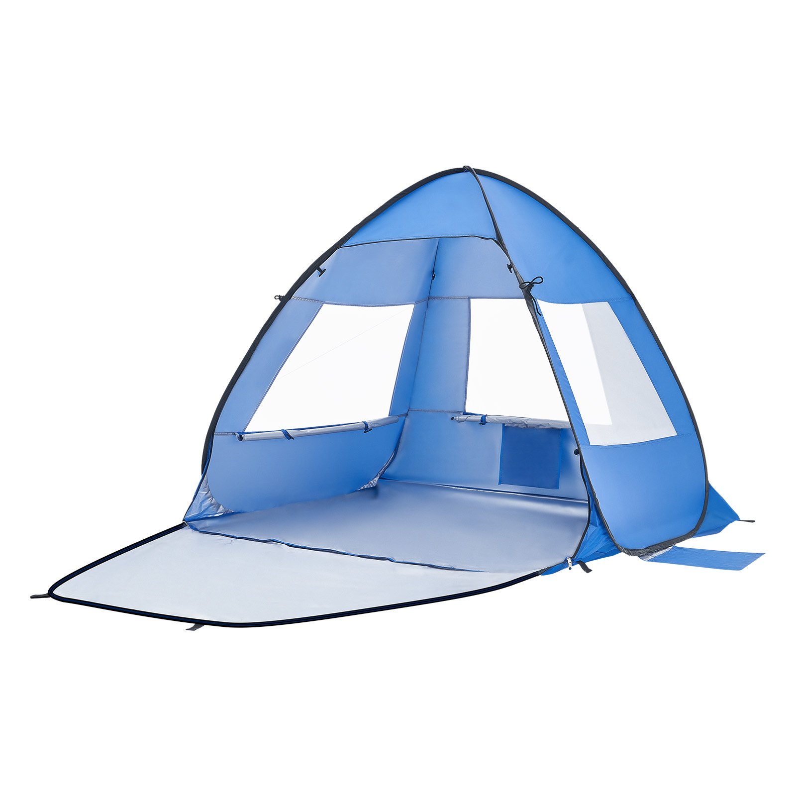VEVOR strandtent/zonnescherm voor 2 personen, UPF 50+ bescherming, draagbare strandtent met draagtas en metalen stokken, compacte strandparasol voor kamperen, vissen, picknicken, zonnetent