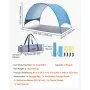 VEVOR strandtent/zonnescherm voor 3 personen, UPF 50+ bescherming, draagbare strandtent met draagtas en haringen, lichtgewicht compacte strandparasol voor kamperen, vissen, picknicken, zonnebaden
