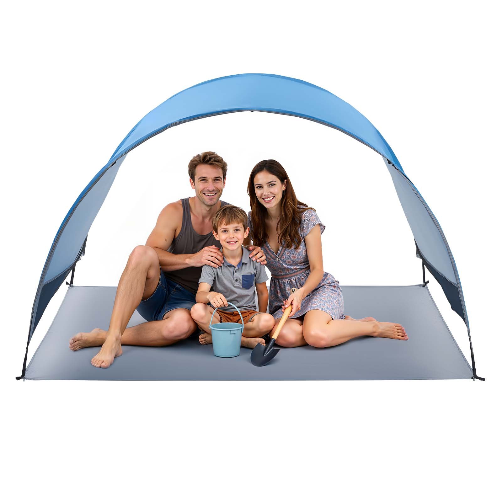 VEVOR strandtent/zonnescherm voor 3 personen, UPF 50+ bescherming, draagbare strandtent met draagtas en haringen, lichtgewicht compacte strandparasol voor kamperen, vissen, picknicken, zonnebaden