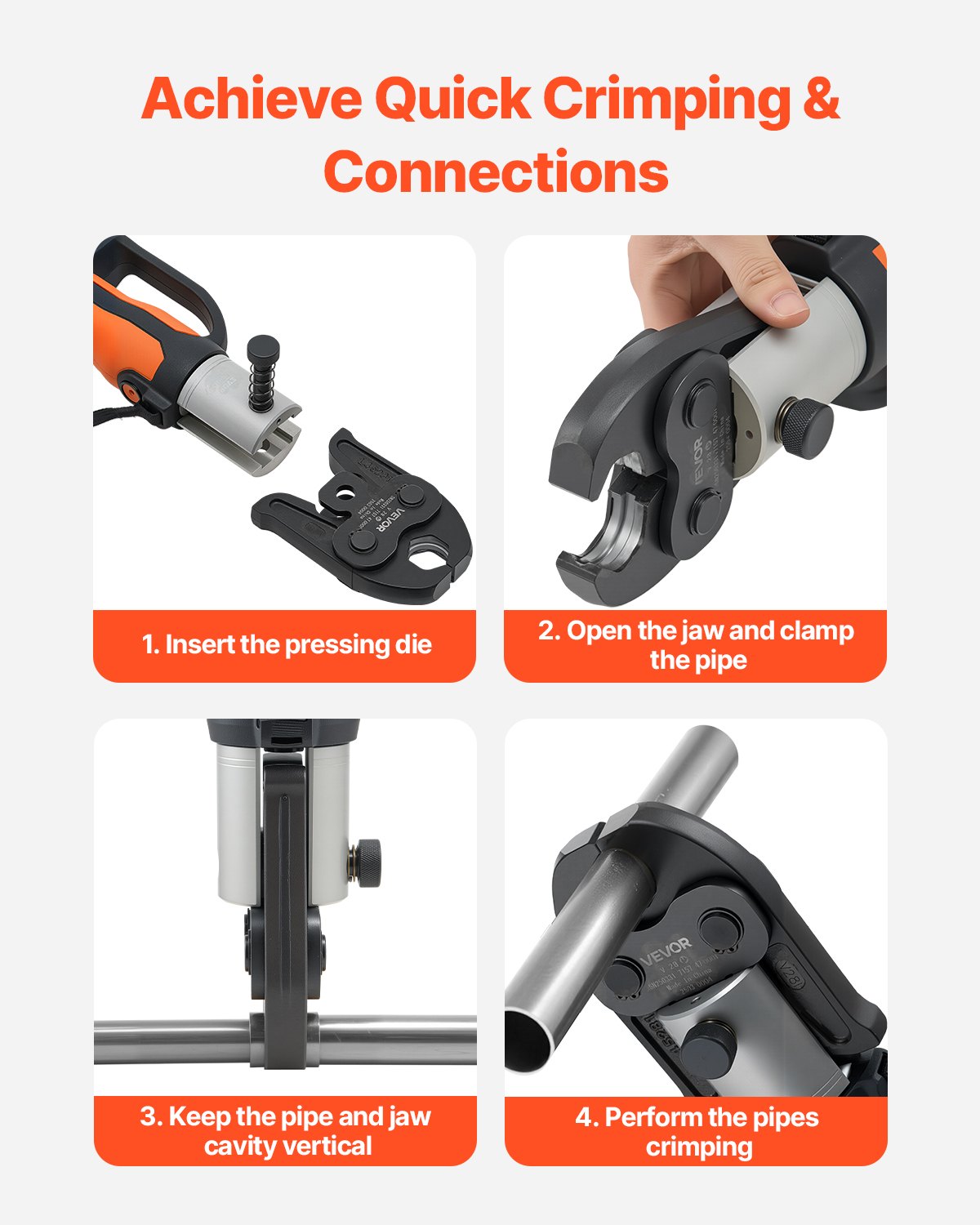 VEVOR V28 Pressing Jaw, 28mm Press Jaw for V-Type Stainless Steel Pipes, High-Strength Carburized Steel Crimping Jaws Compatible with Standard Press Tools