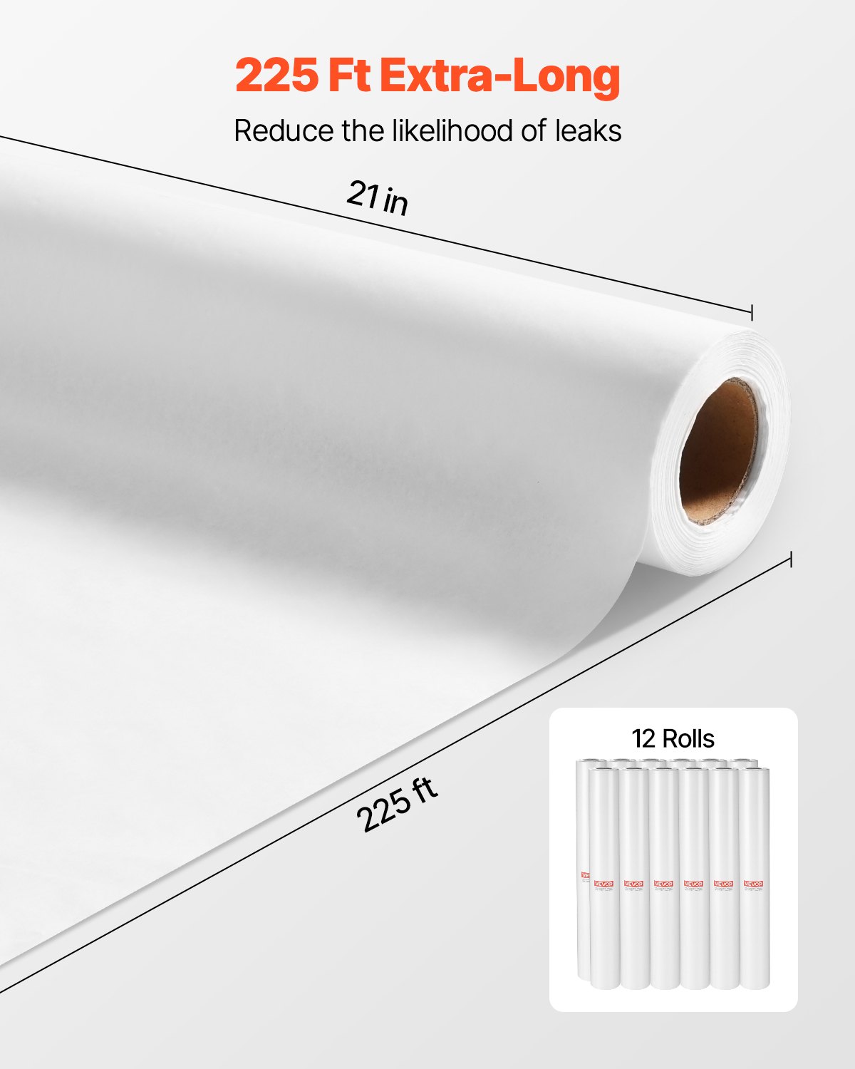 VEVOR Medical Roll, 533 mm x 68,58 m, Medical Roll (12-pack), wegwerptafelkleed, tafelrol ideaal voor spa's, kinderdagverblijven, artsen, chiropractors, onderzoeks- en massagetafels, wit