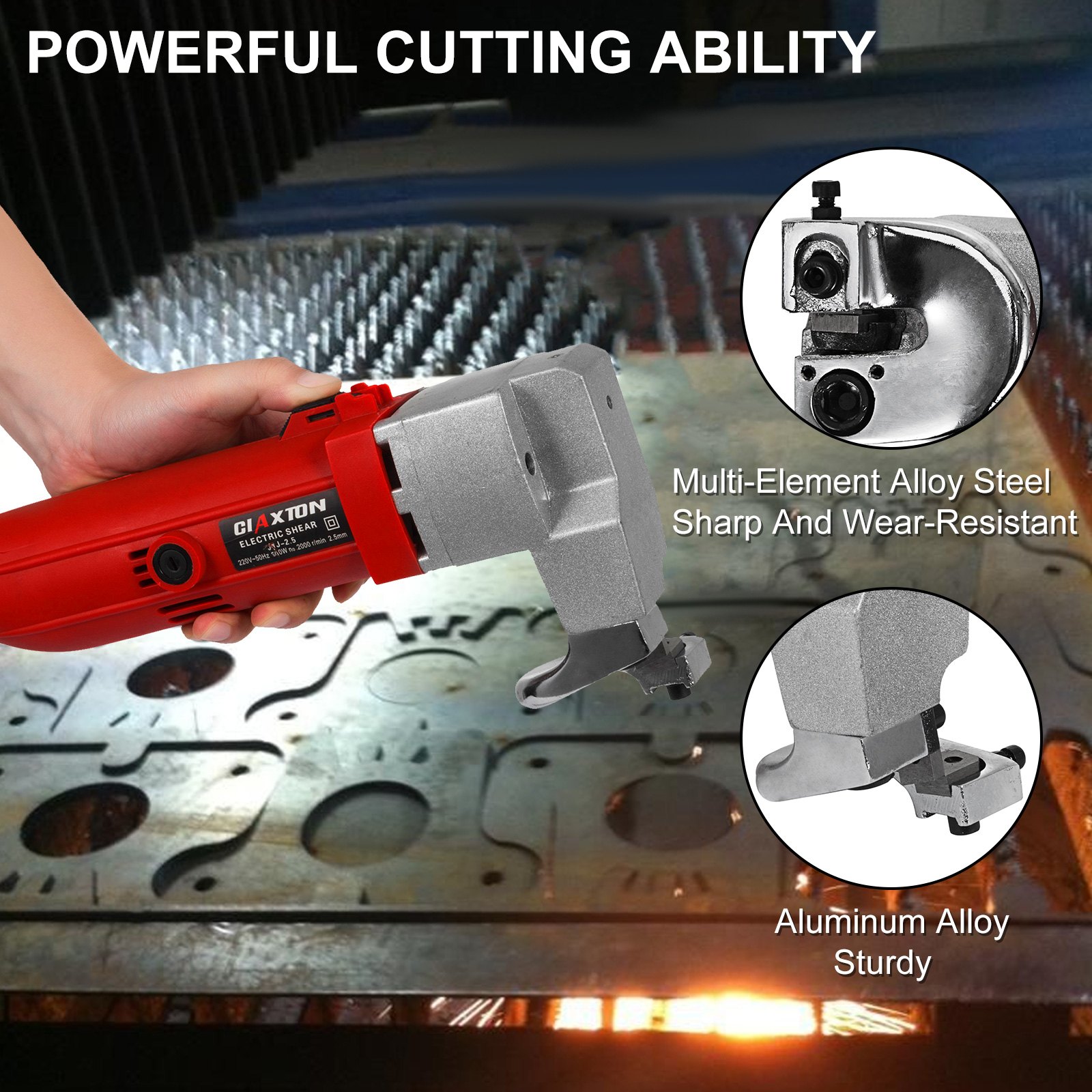 VEVOR Perstang Pijpsleutel 500W Elektrische Plaatschaar 2,5mm 2000r/min Blikschaar Duurzame Sterke Verpakking