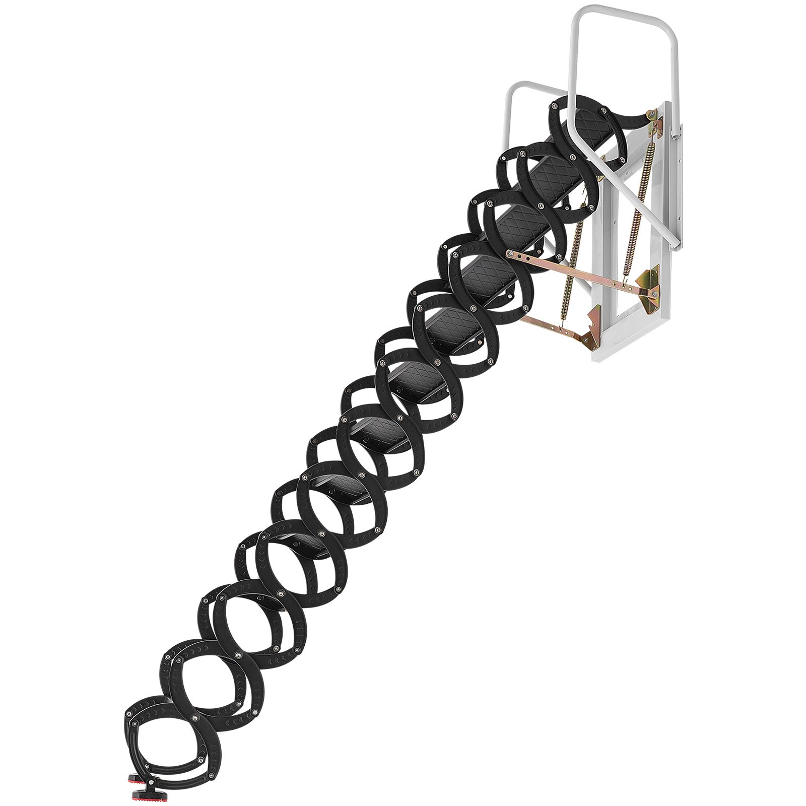 VEVOR Attic Ladder Wall-Mounted, 660LBS/299.4KG Capacity, Fits 9.5 to 10 ft Ceiling Height, 12-Step Steel Folding Stairs with Handrails, Pull Down Attic Ladders for Attics, Garages, Roofs, Basements