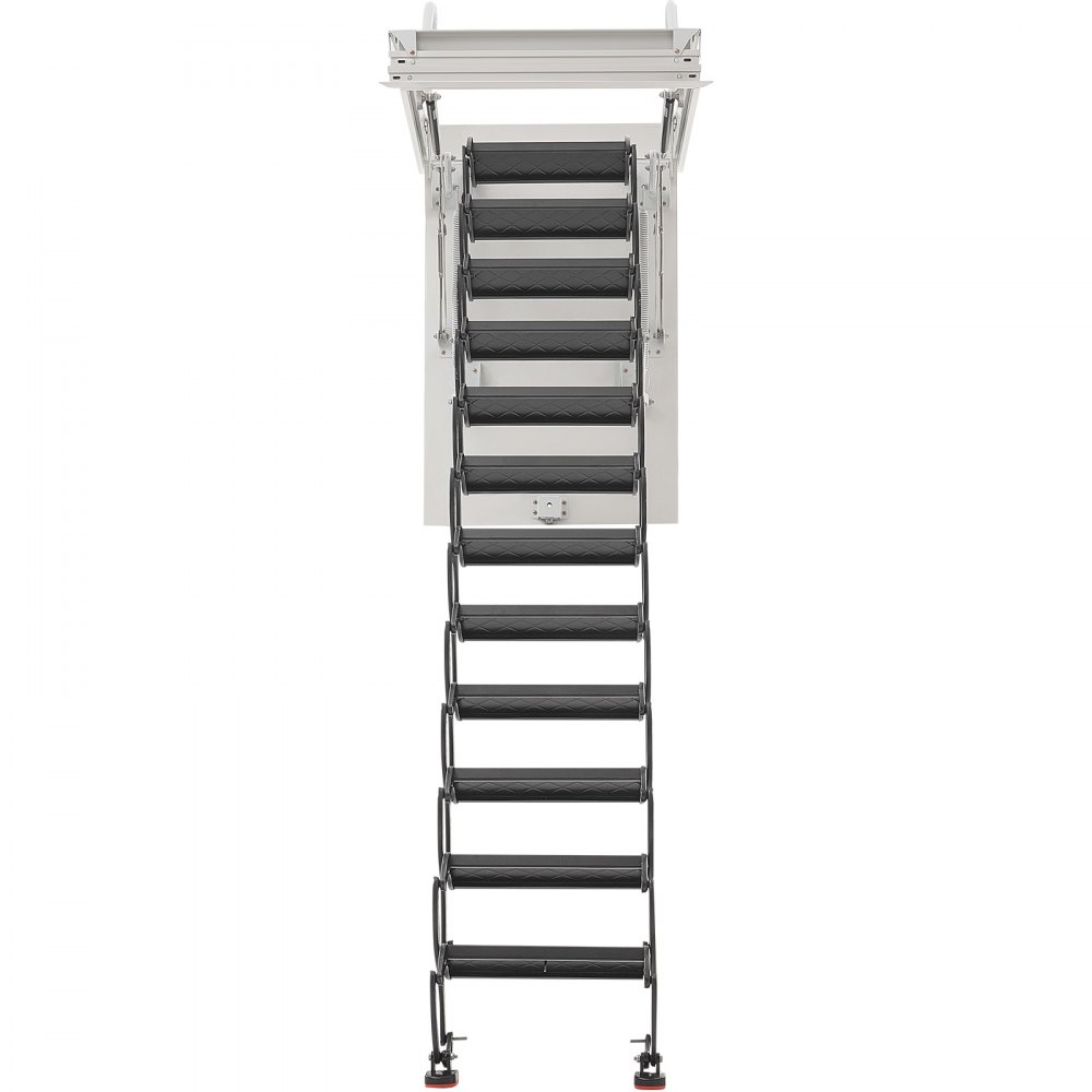 VEVOR Attic Ladder, 660LBS/299.4KG Capacity, Fits 9.5 to 10.2 ft Ceiling Height and 39.4 x 27.5 inch Opening Size, Alloy Steel Pull-Down Retractable Ceiling Stair with Pulling Rod for Attic Loft Roof