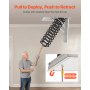 VEVOR Attic Ladder, 660LBS/299.4KG Capacity, Fits 9.5 to 10.2 ft Ceiling Height and 39.4 x 27.5 inch Opening Size, Alloy Steel Pull-Down Retractable Ceiling Stair with Pulling Rod for Attic Loft Roof