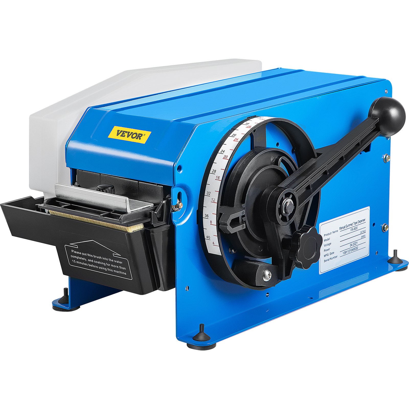 VEVOR Handmatige Dispenser Machine Plakbanddispenser Papiersnijder Draagbare Watergeactiveerde Plakbanddispenser Pakketbanddispenser 10-100 cm Snijlengte 2-10 cm Snijbreedte Blauw 3 Waterstanden