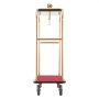 VEVOR roestvrijstalen hotelbagagewagen, 544,31 kg zware bagagewagen met 8-inch rubberen wielen, hoteltrolley met rode loper en kledingstang, commerciële bagagewagen voor hotels en resorts, goudkleurig