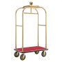 VEVOR roestvrijstalen hotelbagagewagen, 544,31 kg zware bagagewagen met 8-inch rubberen wielen, hoteltrolley met rode loper en kledingstang, commerciële bagagewagen voor hotels en resorts, goudkleurig